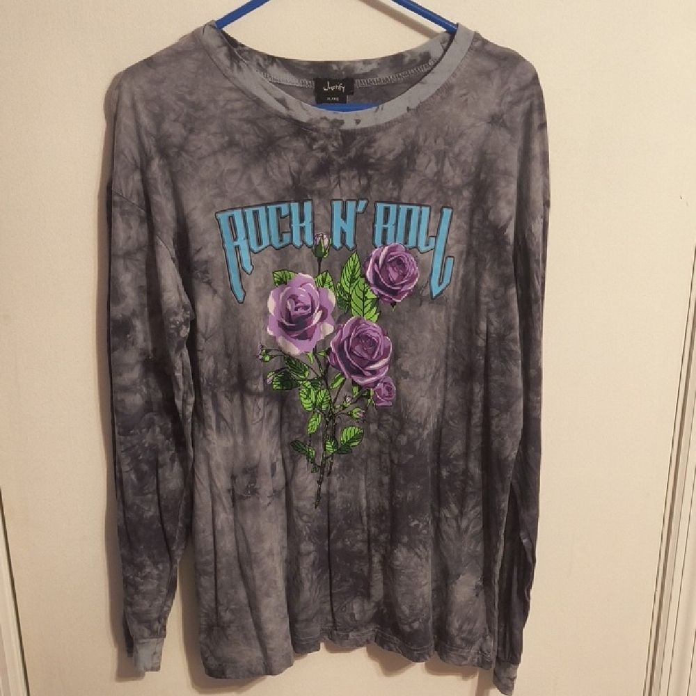 Justify Gray Marble Graphic Long Sleeve Tee Size XL